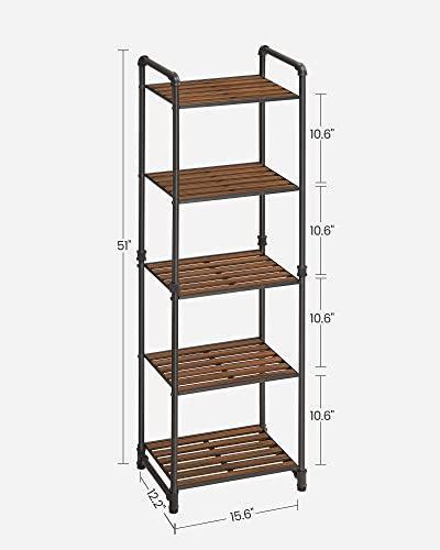 5-Tier Storage Rack, Rustic Brown and Black FredCo