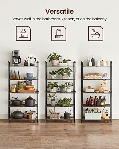 5-Tier Storage Shelf, 24” Rustic Brown and Black FredCo