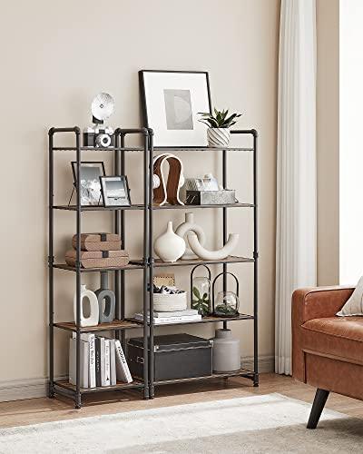 5-Tier Storage Shelf, 24” Rustic Brown and Black FredCo