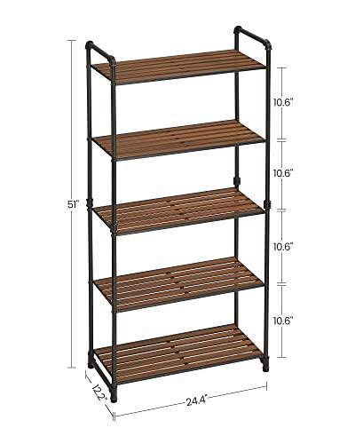 5-Tier Storage Shelf, 24” Rustic Brown and Black FredCo