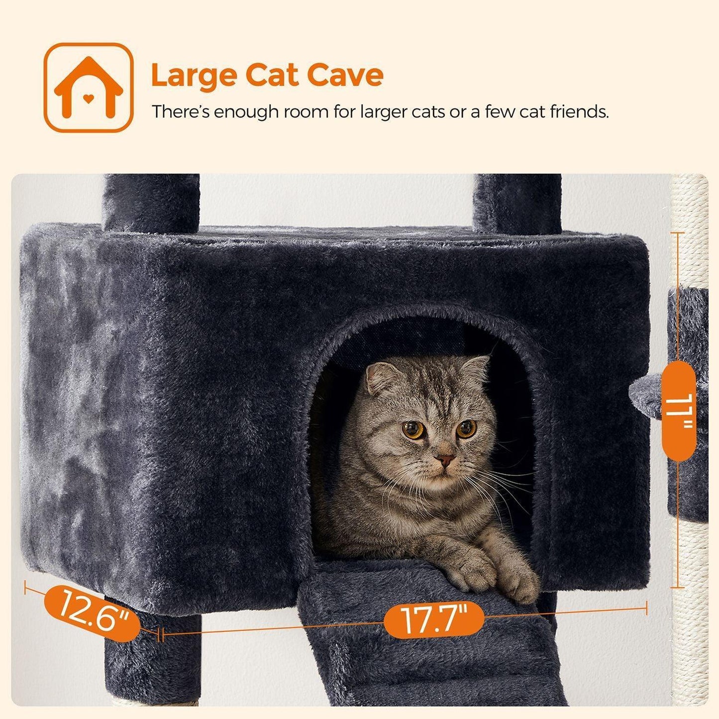 55.9-Inch Large Cat Tower with Bed FredCo