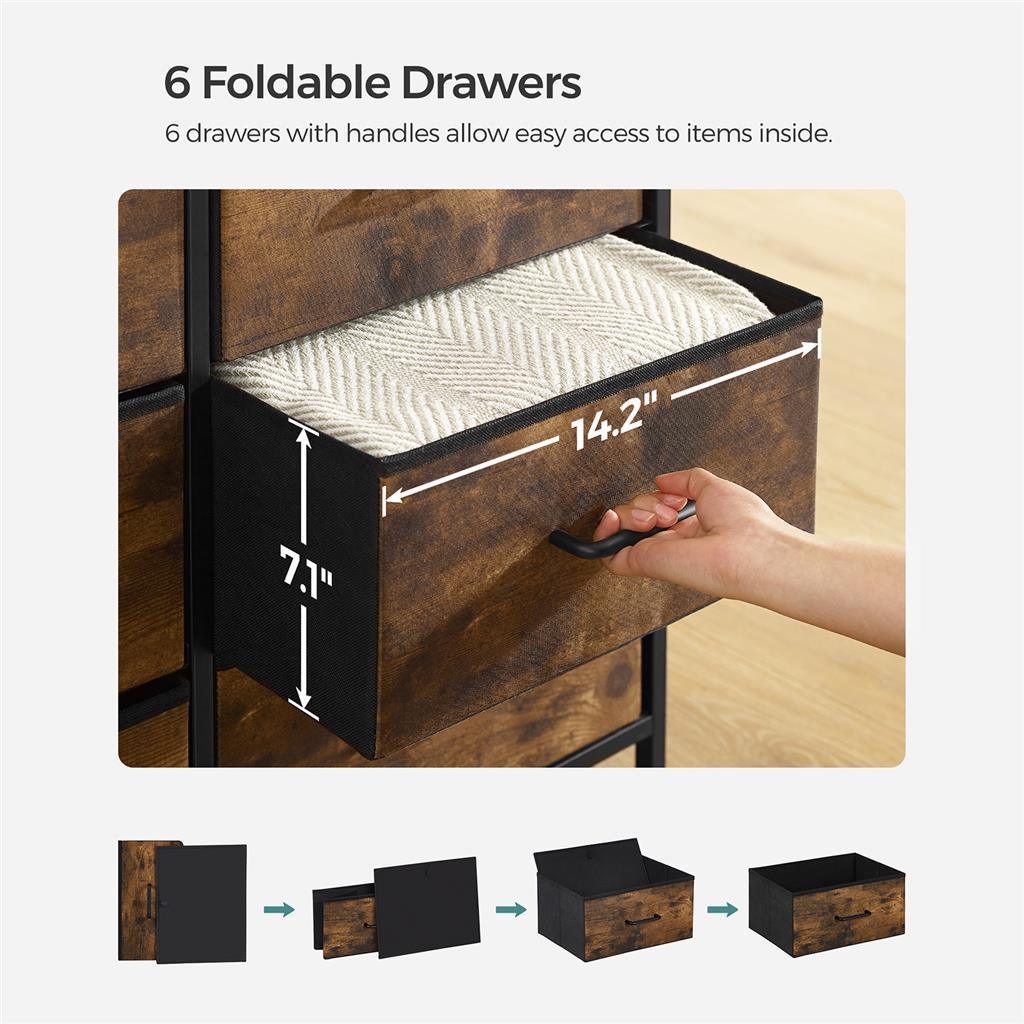 6 Chest of Drawers Rustic Brown FredCo