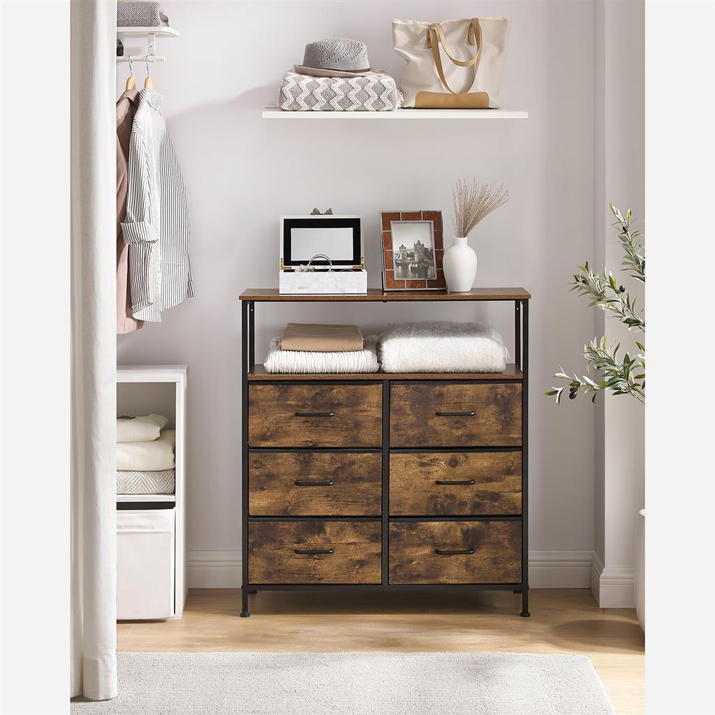 6 Chest of Drawers Rustic Brown FredCo