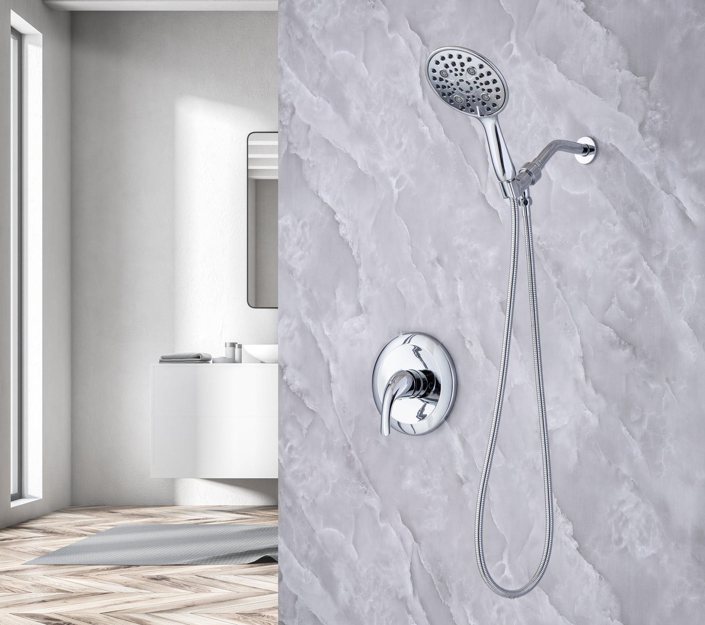 6 In. Detachable Handheld Shower Head Shower Faucet Shower System D92101CP-6 FredCo