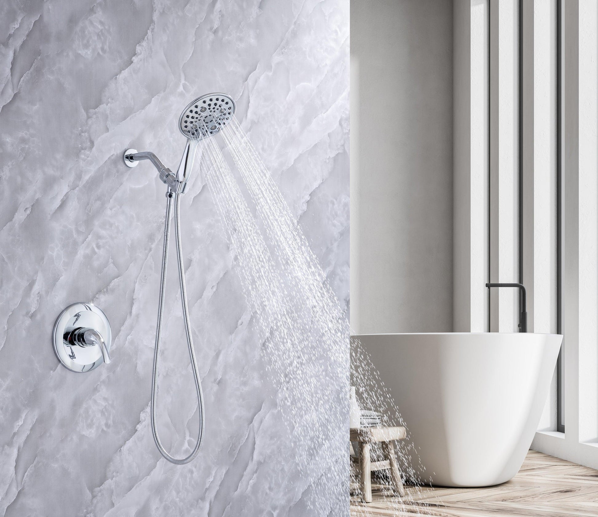 6 In. Detachable Handheld Shower Head Shower Faucet Shower System D92101CP-6 FredCo