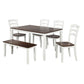 6 Piece Dining Table Set with Bench, Table Set with Waterproof Coat, Ivory and Cherry SH000119AAK FredCo