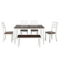 6 Piece Dining Table Set with Bench, Table Set with Waterproof Coat, Ivory and Cherry SH000119AAK FredCo