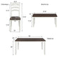 6 Piece Dining Table Set with Bench, Table Set with Waterproof Coat, Ivory and Cherry SH000119AAK FredCo