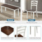 6 Piece Dining Table Set with Bench, Table Set with Waterproof Coat, Ivory and Cherry SH000119AAK FredCo