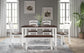6 Piece Dining Table Set with Bench, Table Set with Waterproof Coat, Ivory and Cherry SH000119AAK FredCo