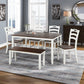 6 Piece Dining Table Set with Bench, Table Set with Waterproof Coat, Ivory and Cherry SH000119AAK FredCo