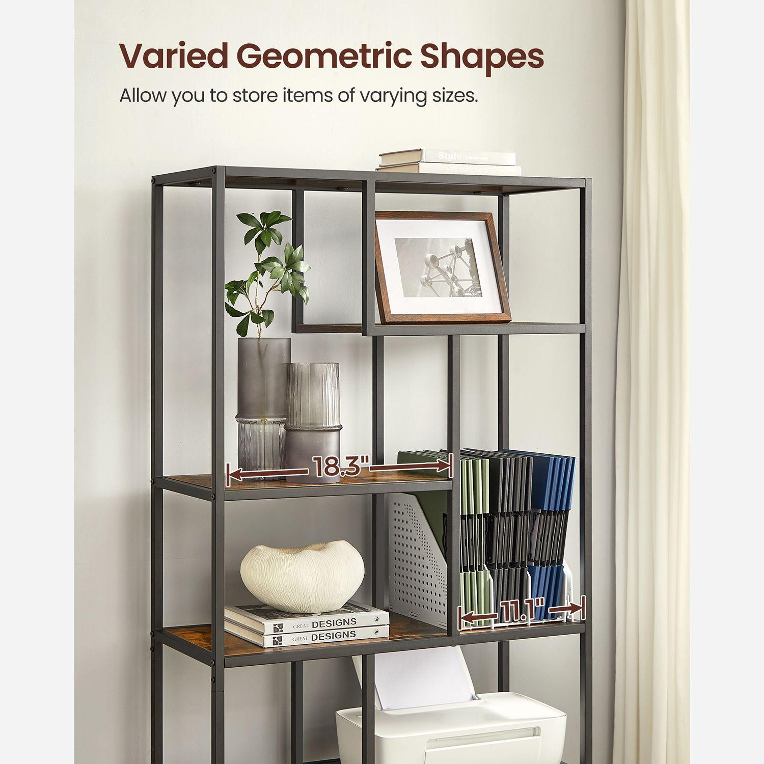 6-Tier Bookshelf for Office Brown and Black FredCo
