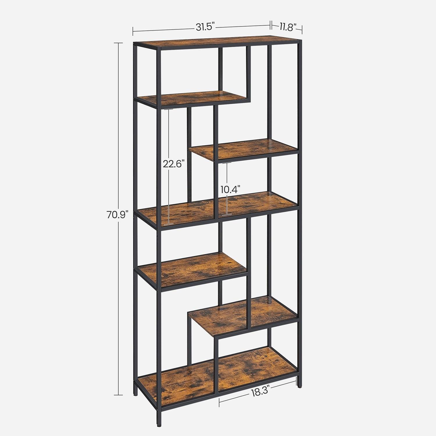 6-Tier Bookshelf for Office Brown and Black FredCo