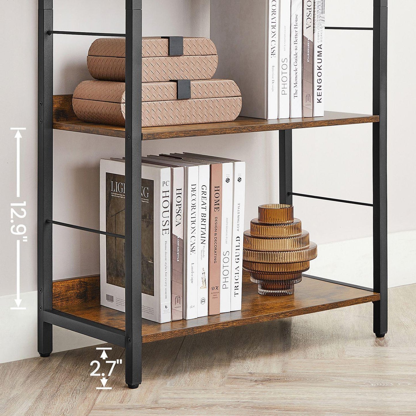 6-Tier Industrial Bookshelf, Brown and Black FredCo