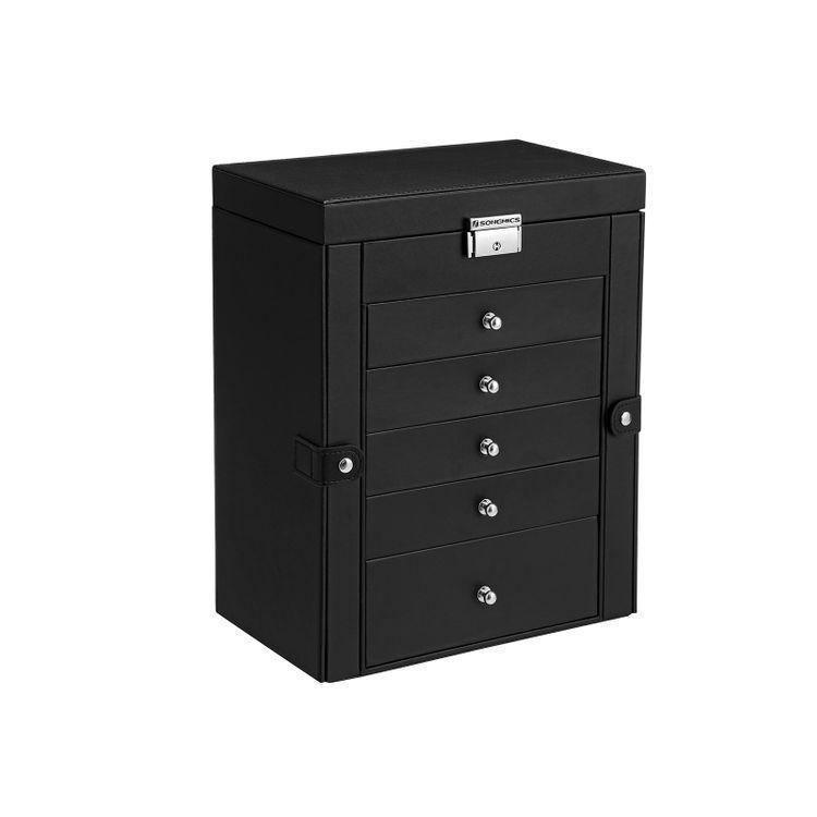 6-Tier Large Jewelry Case with Drawers Black FredCo