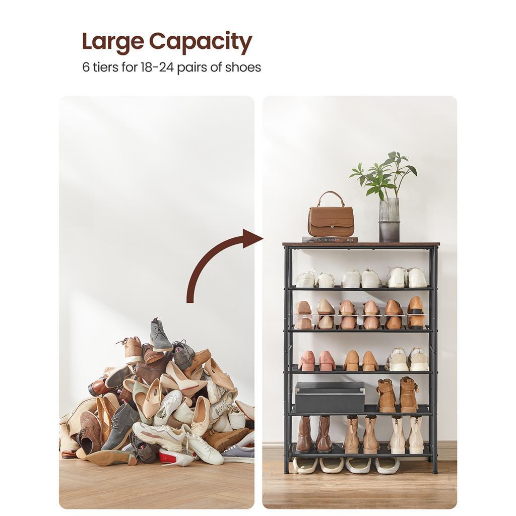 6 Tier Narrow Shoe Rack FredCo