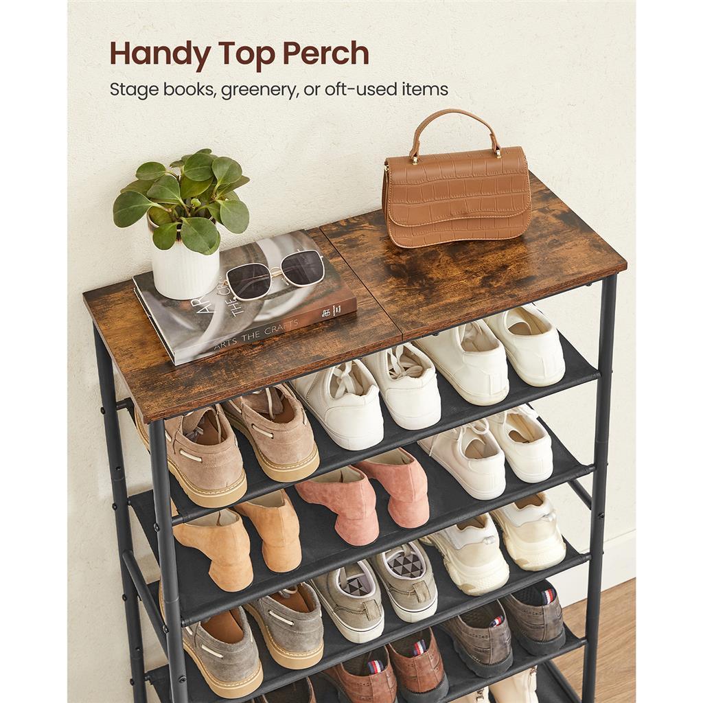 6 Tier Narrow Shoe Rack FredCo