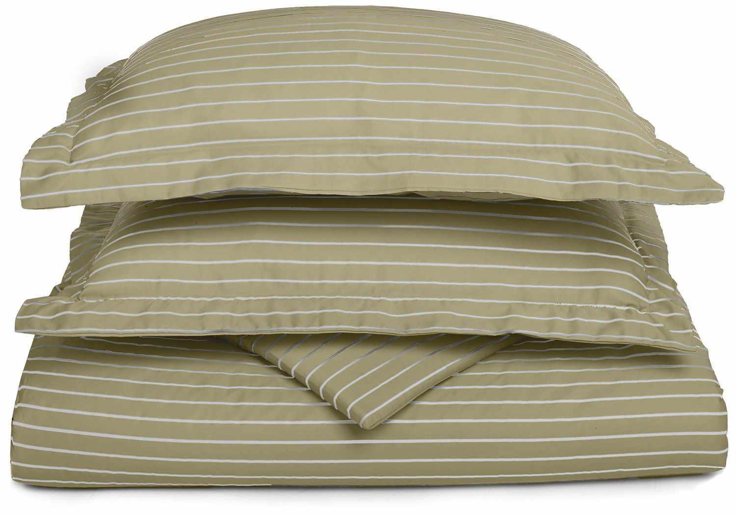 600-Thread Count Cotton-Blend Ultra-Soft Cabana Stripe Duvet Cover Set FredCo
