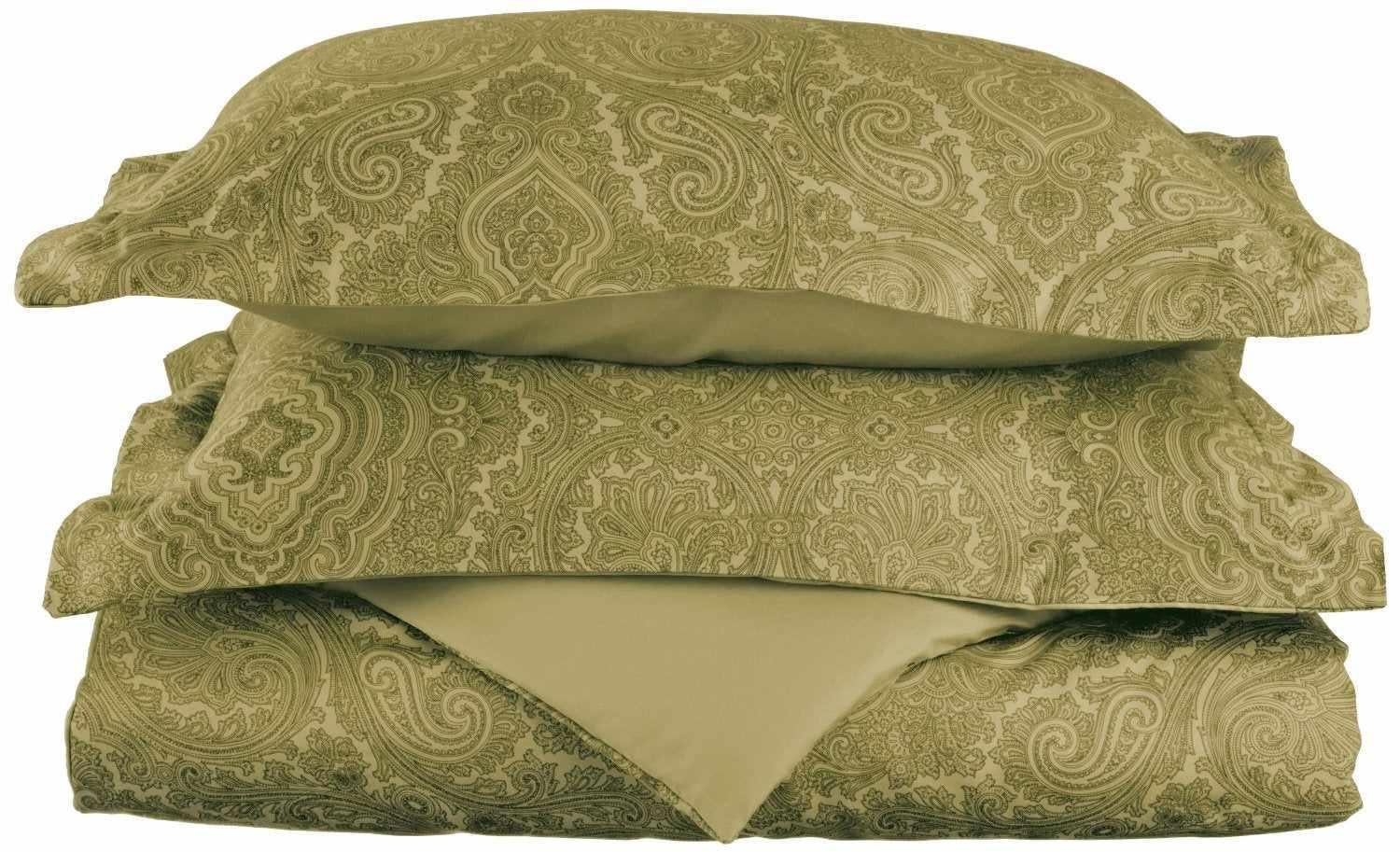 600-Thread Count Cotton-Rich Wrinkle-Resistant Paisley Duvet Cover Set FredCo