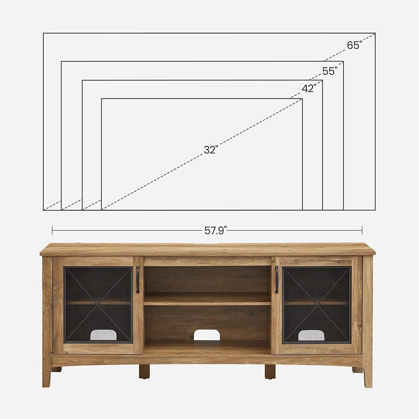 65 Inches TV Stand with Cabinet FredCo