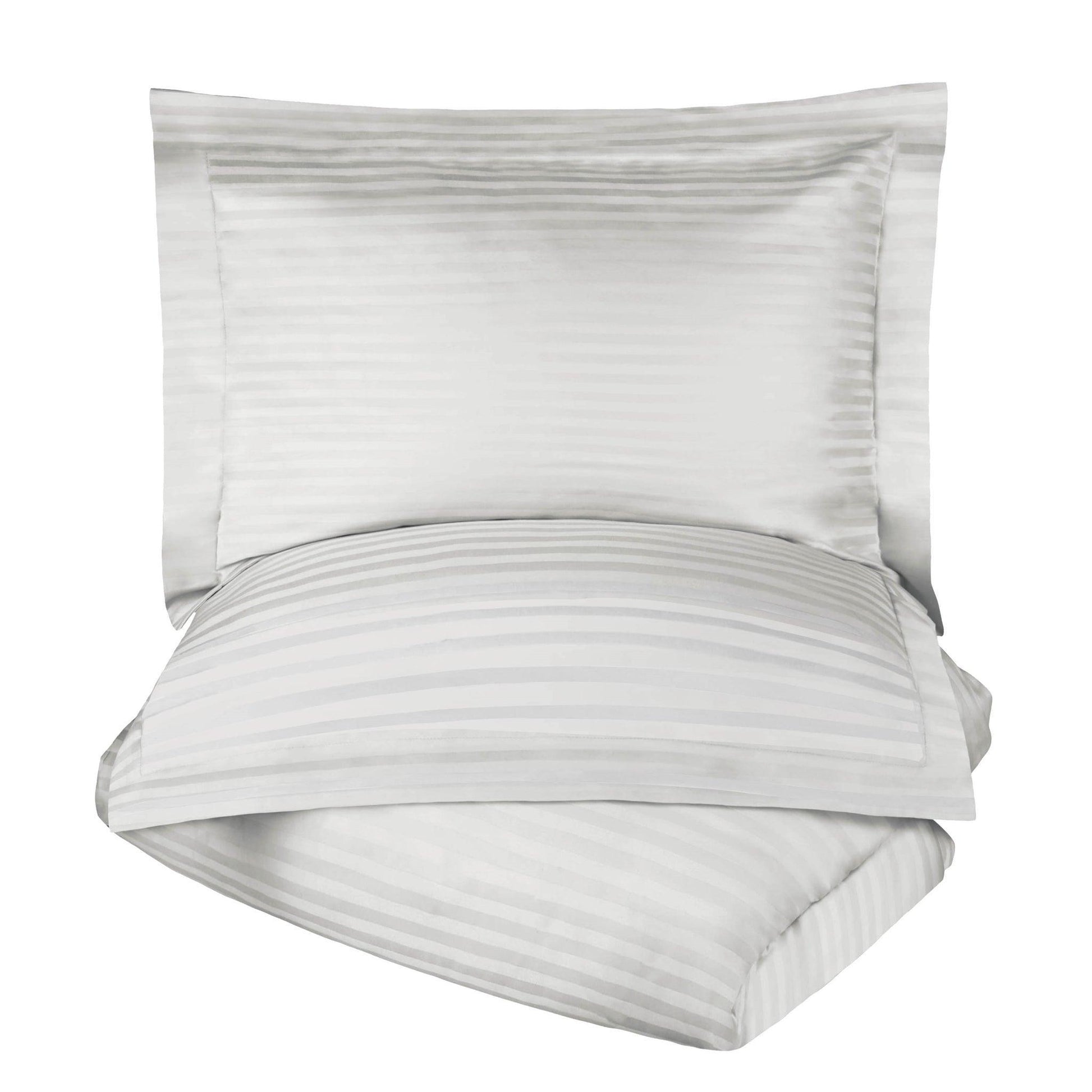 650-Thread Count 100% Egyptian Cotton Plush Striped Duvet Cover Set FredCo