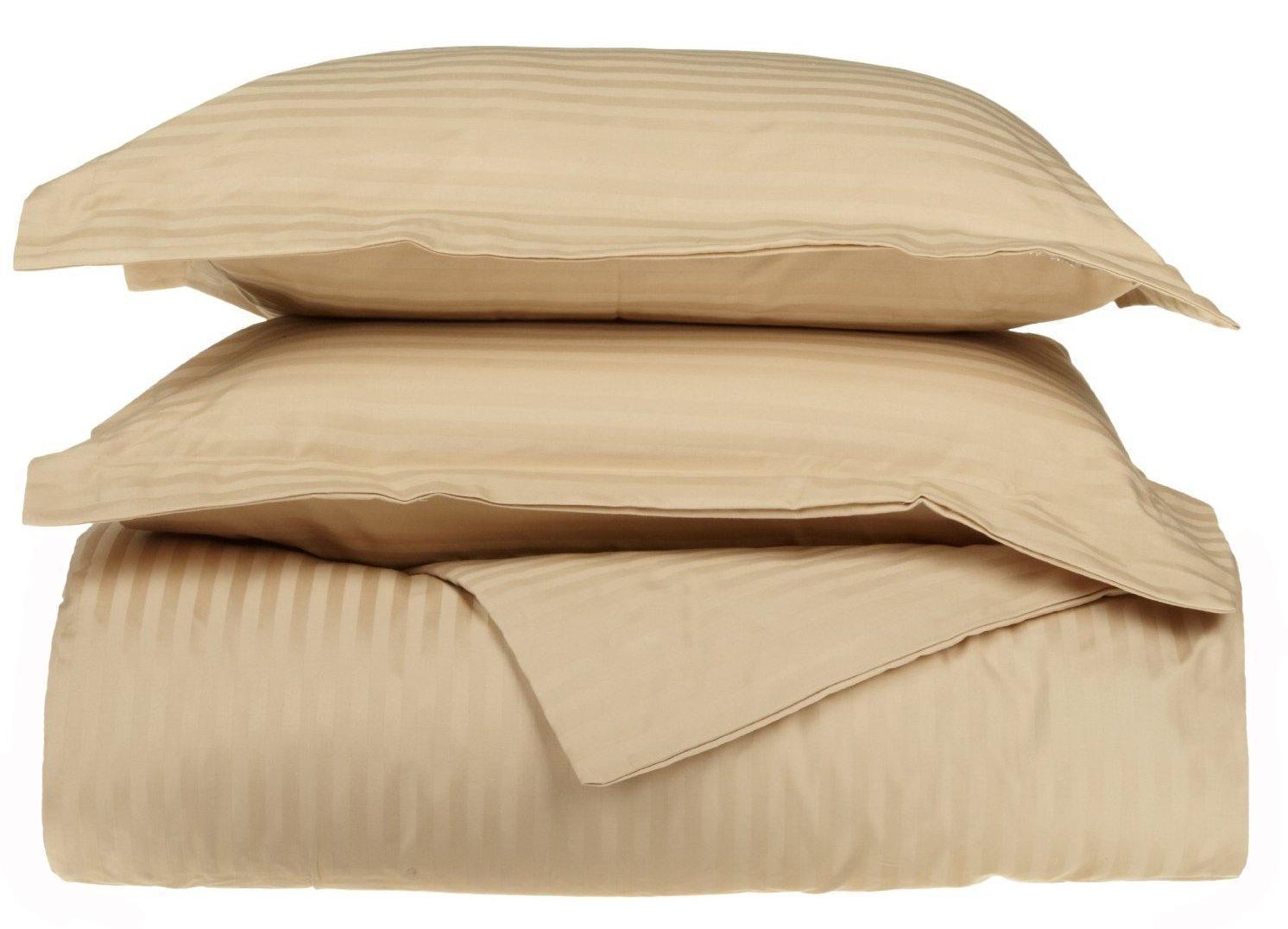 650-Thread Count 100% Egyptian Cotton Plush Striped Duvet Cover Set FredCo