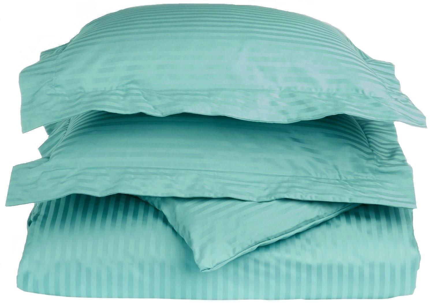 650-Thread Count 100% Egyptian Cotton Plush Striped Duvet Cover Set FredCo