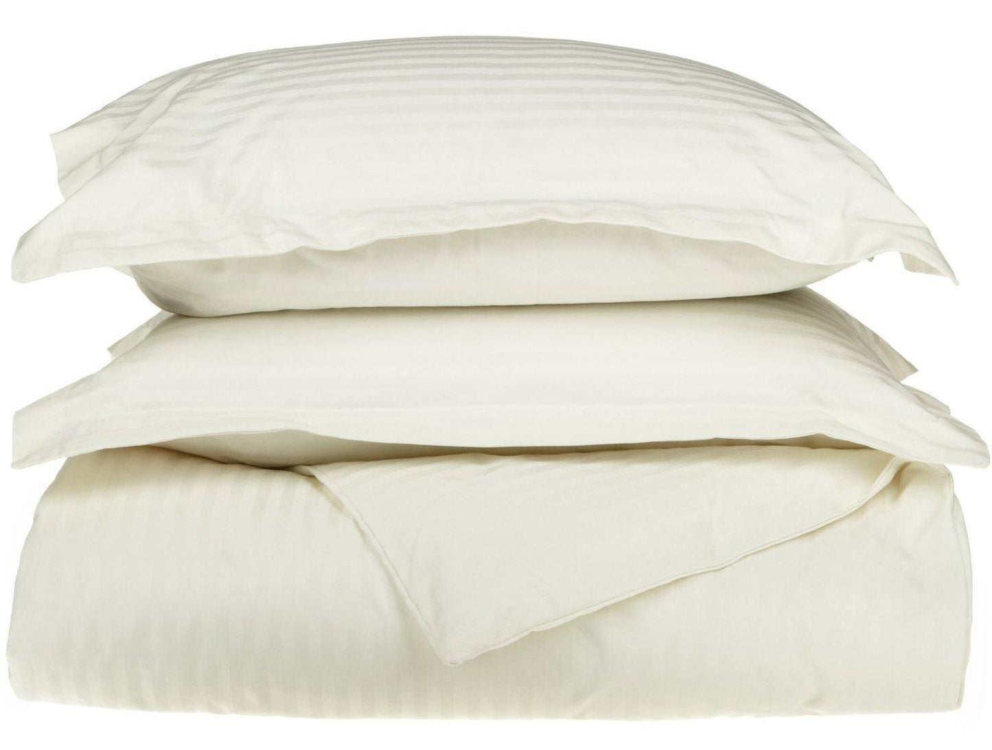 650-Thread Count 100% Egyptian Cotton Plush Striped Duvet Cover Set FredCo