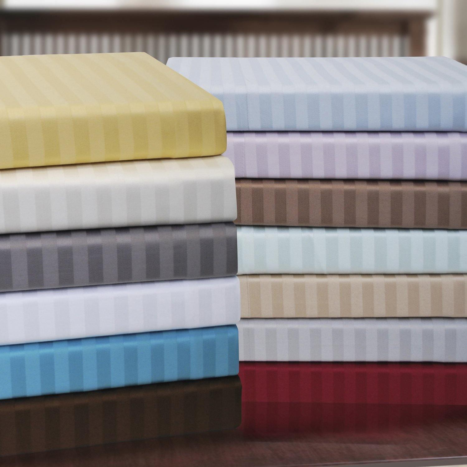 650-Thread Count 100% Egyptian Cotton Plush Striped Duvet Cover Set FredCo