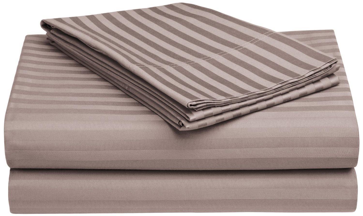 650-Thread Count 100% Egyptian Cotton Striped Deep Pocket Sheet Set FredCo