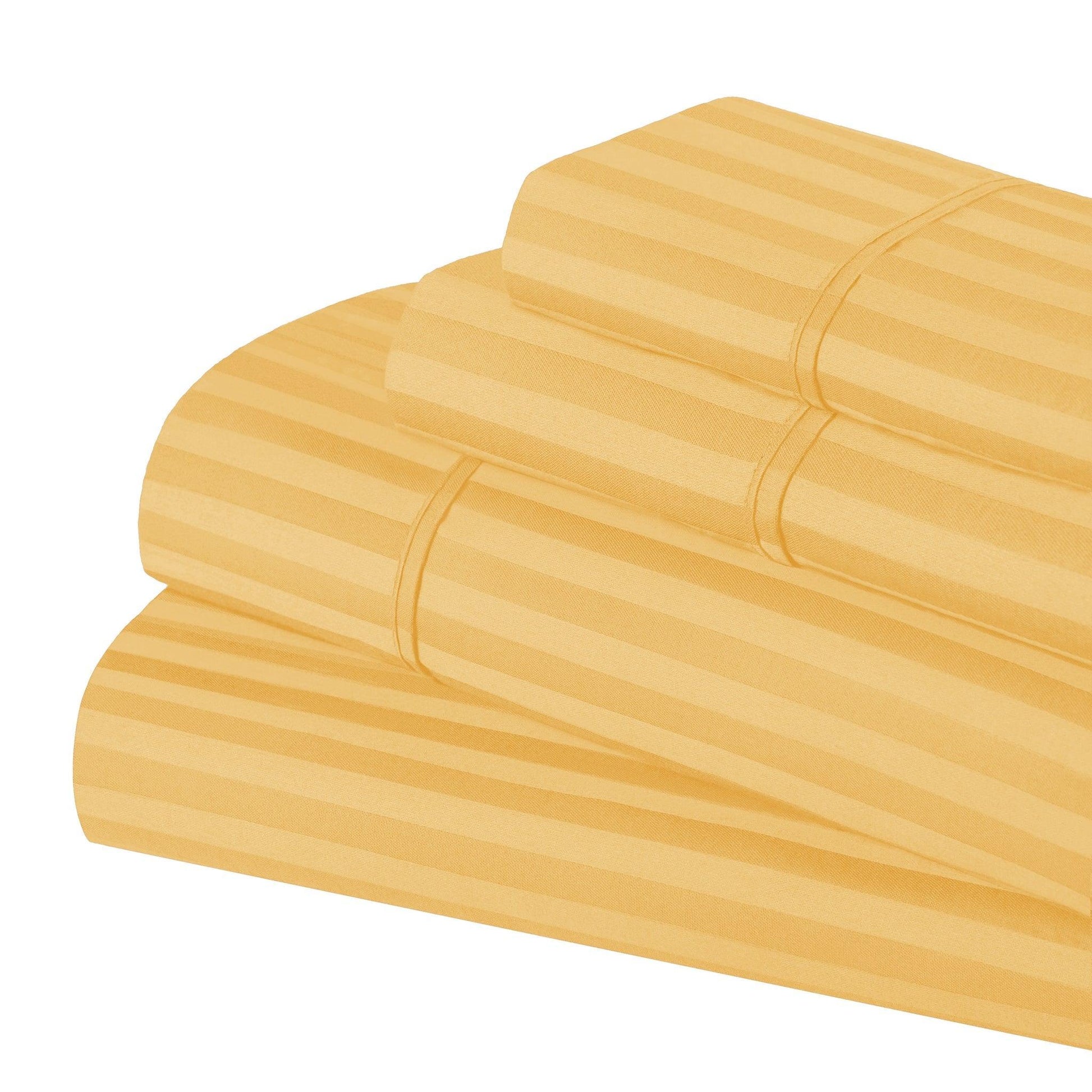 650-Thread Count 100% Egyptian Cotton Striped Deep Pocket Sheet Set FredCo