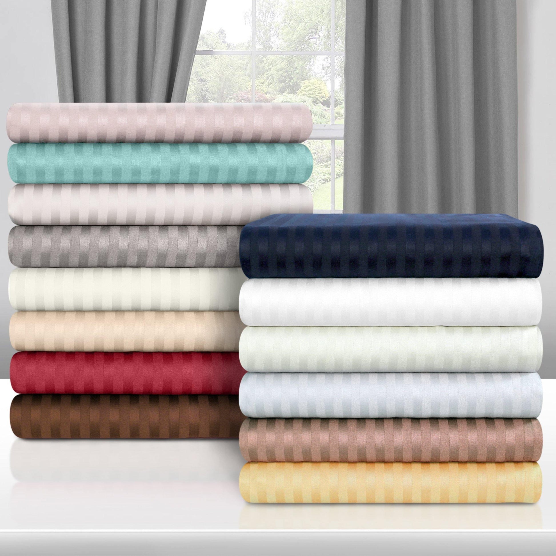 650-Thread Count 100% Egyptian Cotton Striped Deep Pocket Sheet Set FredCo