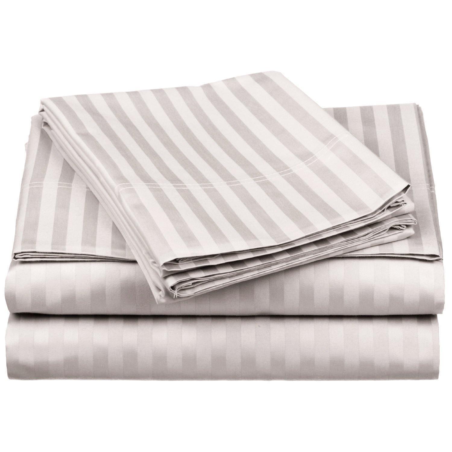 650-Thread Count 100% Egyptian Cotton Striped Deep Pocket Sheet Set FredCo