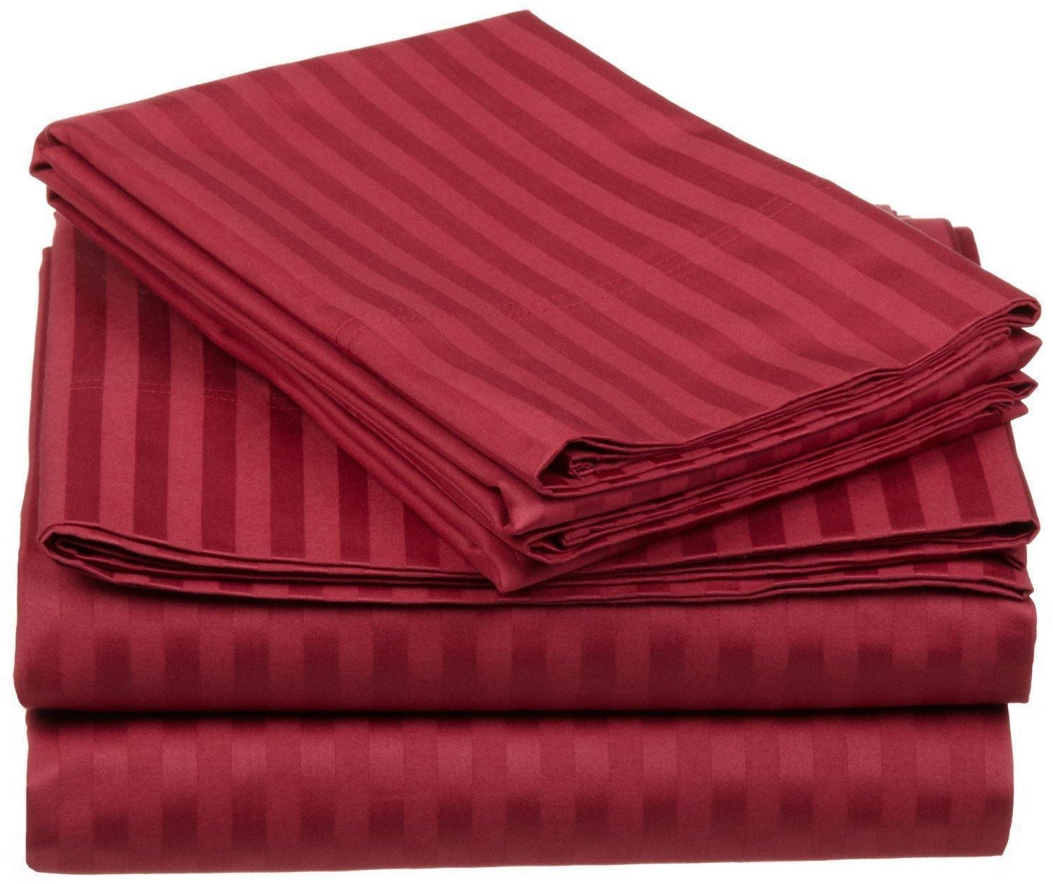 650-Thread Count 100% Egyptian Cotton Striped Deep Pocket Sheet Set FredCo
