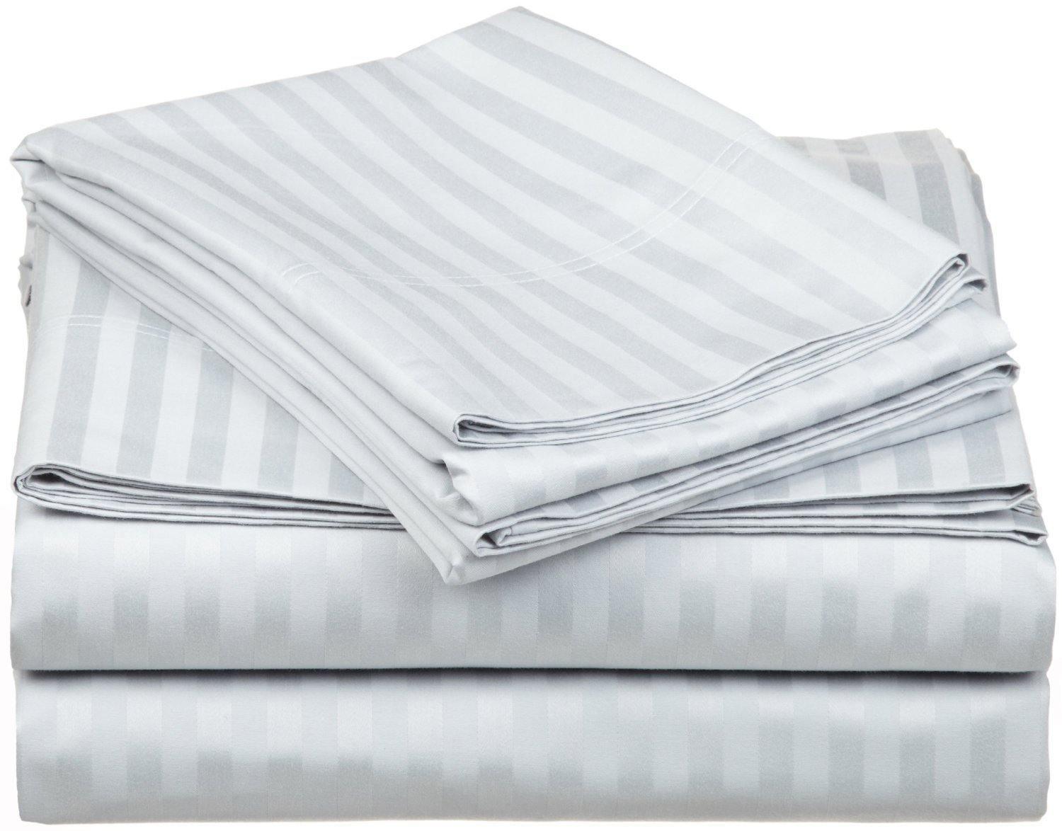 650-Thread Count 100% Egyptian Cotton Striped Deep Pocket Sheet Set FredCo