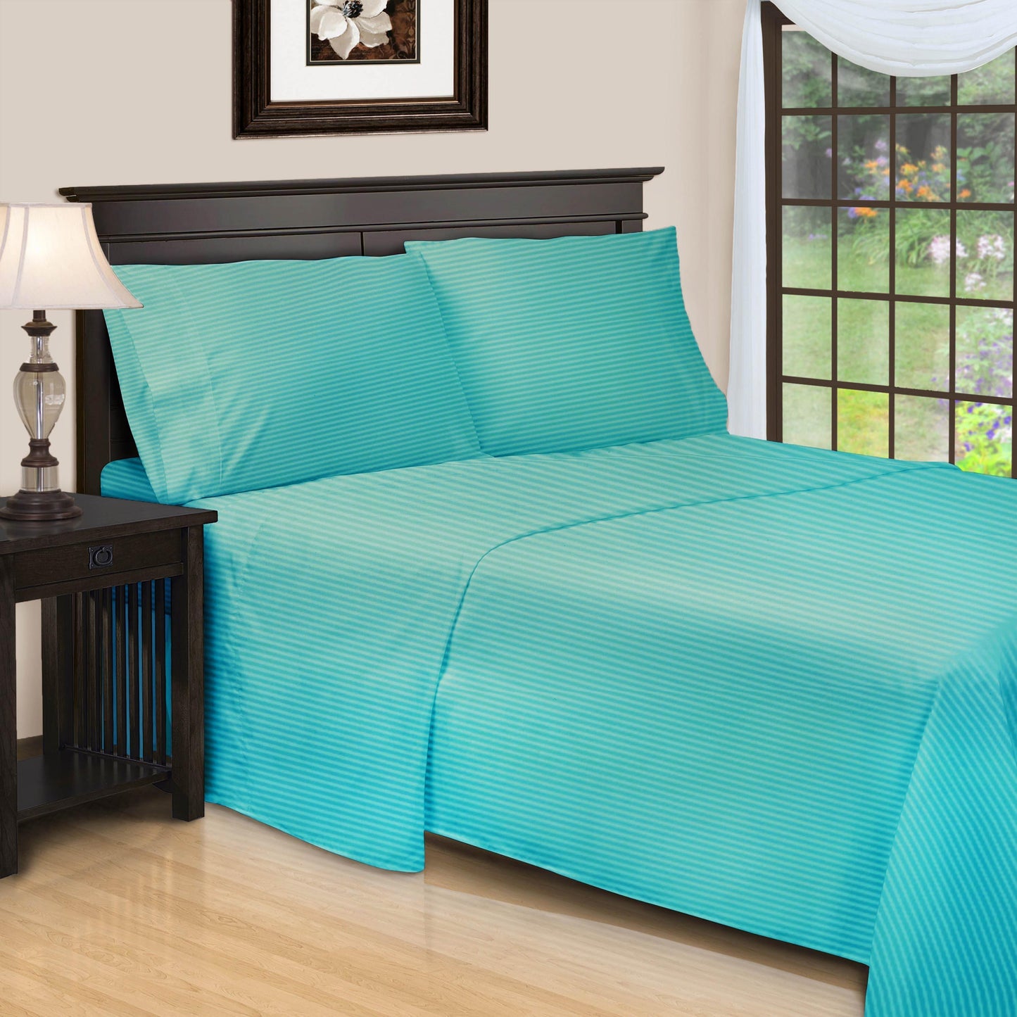 650-Thread Count 100% Egyptian Cotton Striped Deep Pocket Sheet Set FredCo