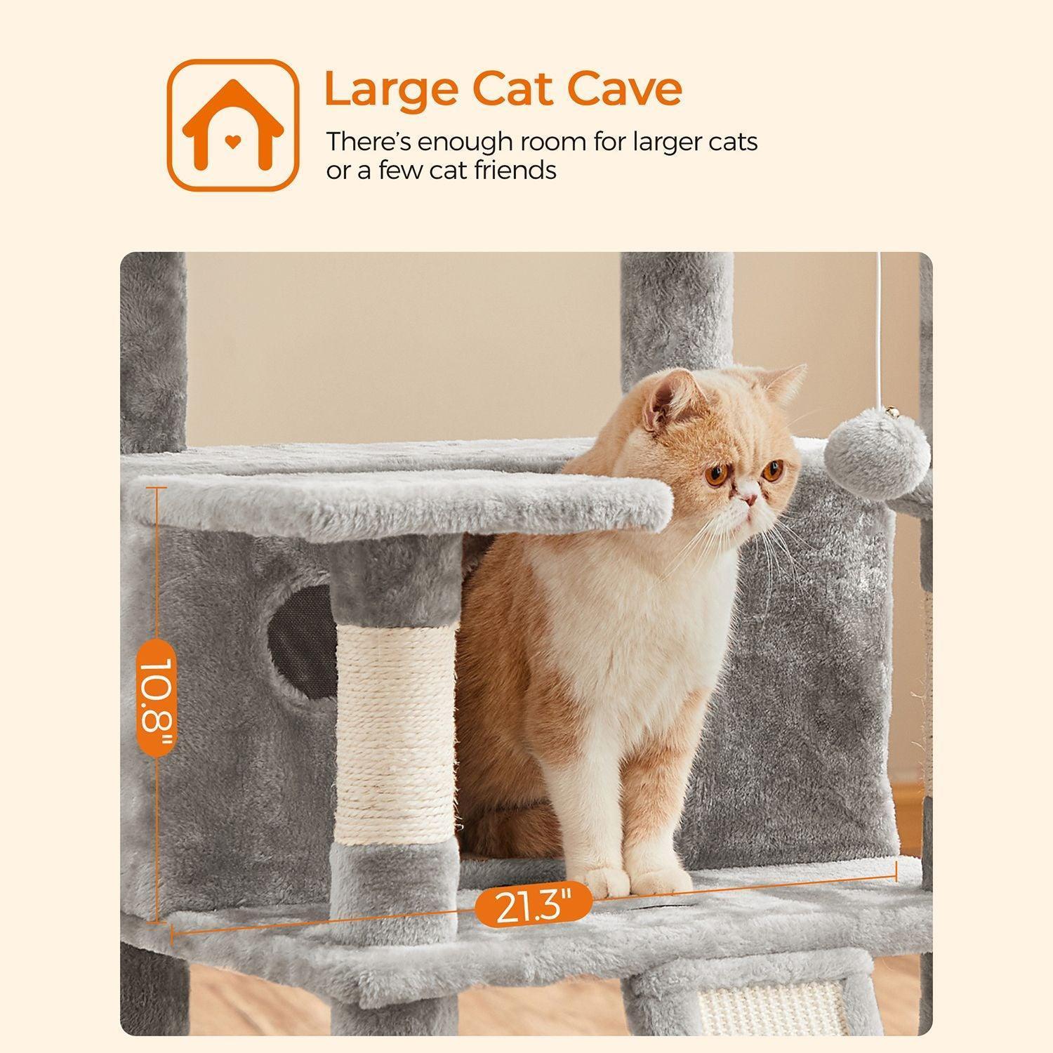 67 Inch Grey Large Cat Tree FredCo