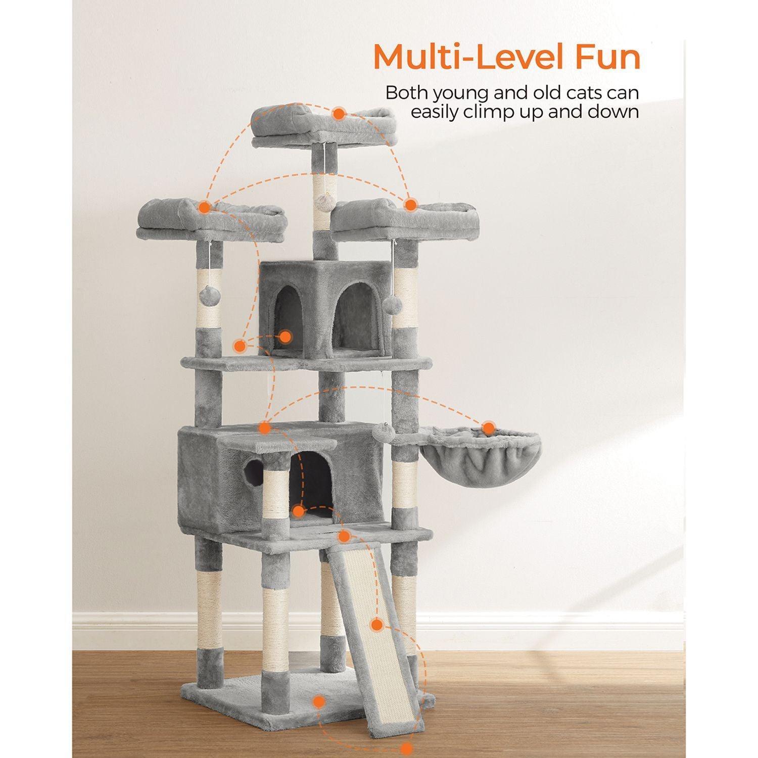 67 Inch Grey Large Cat Tree FredCo
