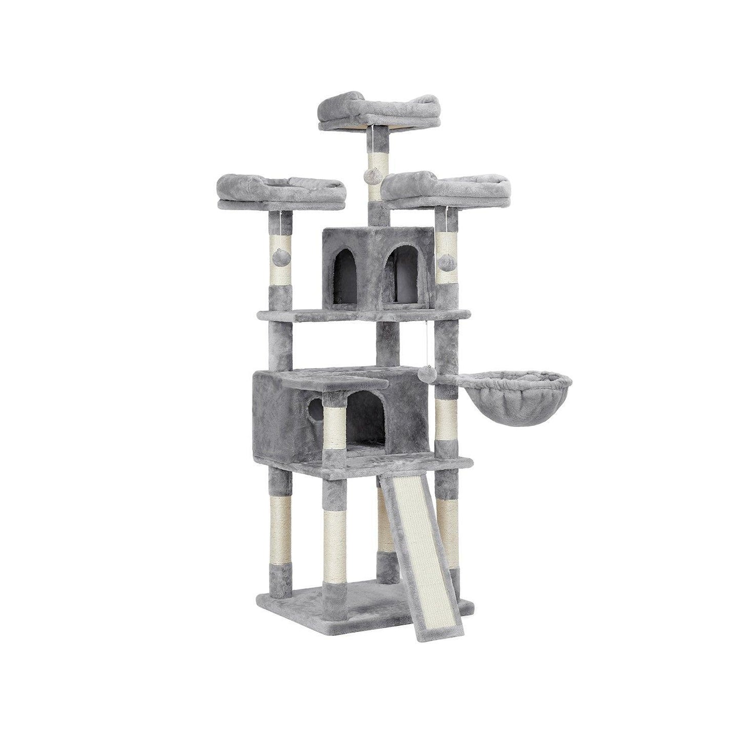 67 Inch Grey Large Cat Tree FredCo