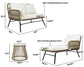 6PCS Outdoor Patio Balcony Wicker Sofa Chair Set with Beige Cushion,Round Tempered Glass FredCo