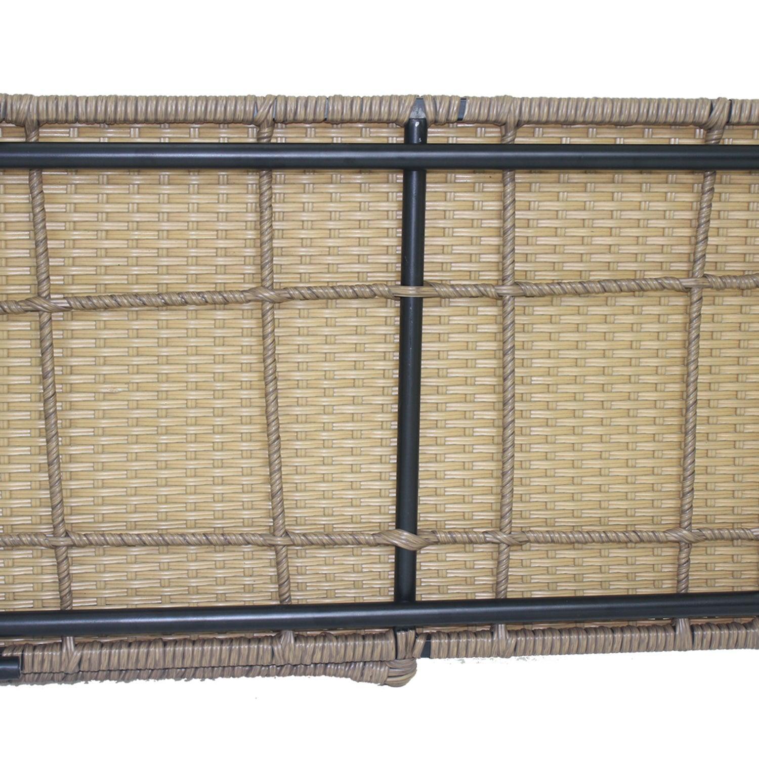 6PCS Outdoor Patio Balcony Wicker Sofa Chair Set with Beige Cushion,Round Tempered Glass FredCo