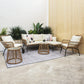 6PCS Outdoor Patio Balcony Wicker Sofa Chair Set with Beige Cushion,Round Tempered Glass FredCo