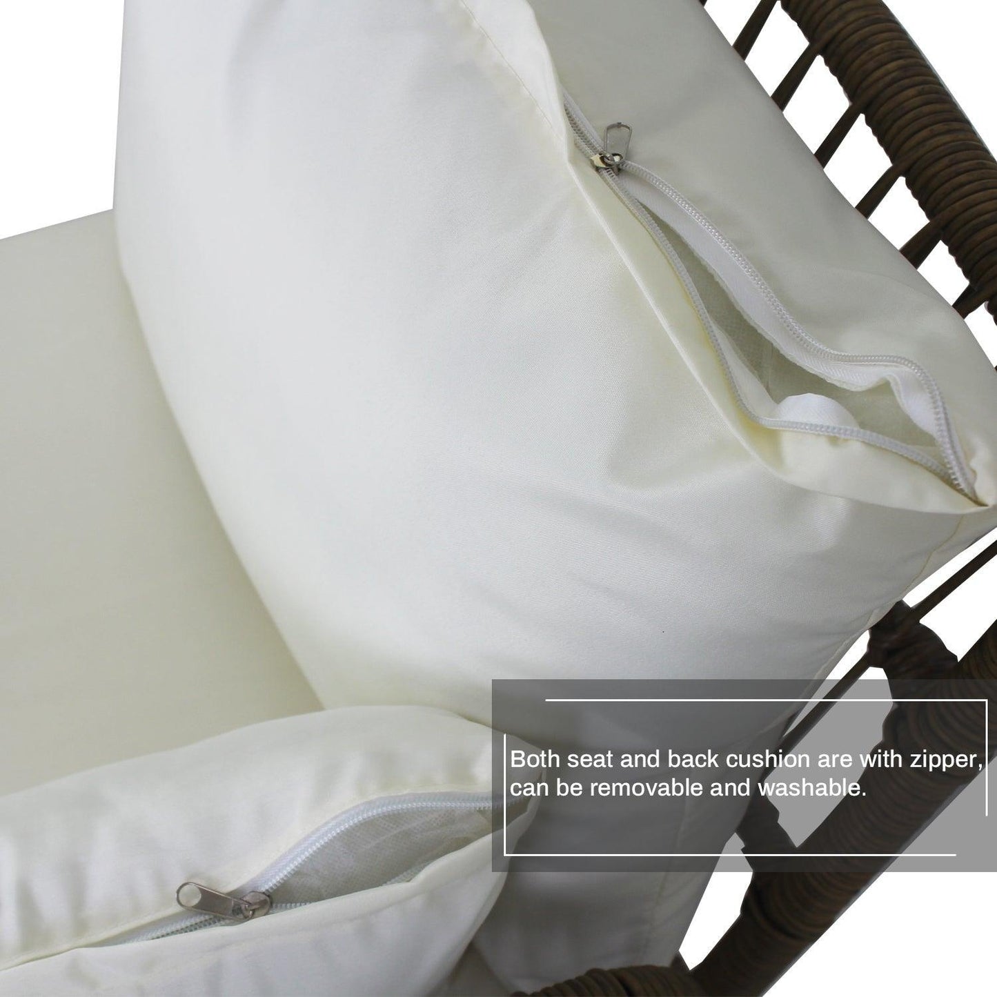 6PCS Outdoor Patio Balcony Wicker Sofa Chair Set with Beige Cushion,Round Tempered Glass FredCo