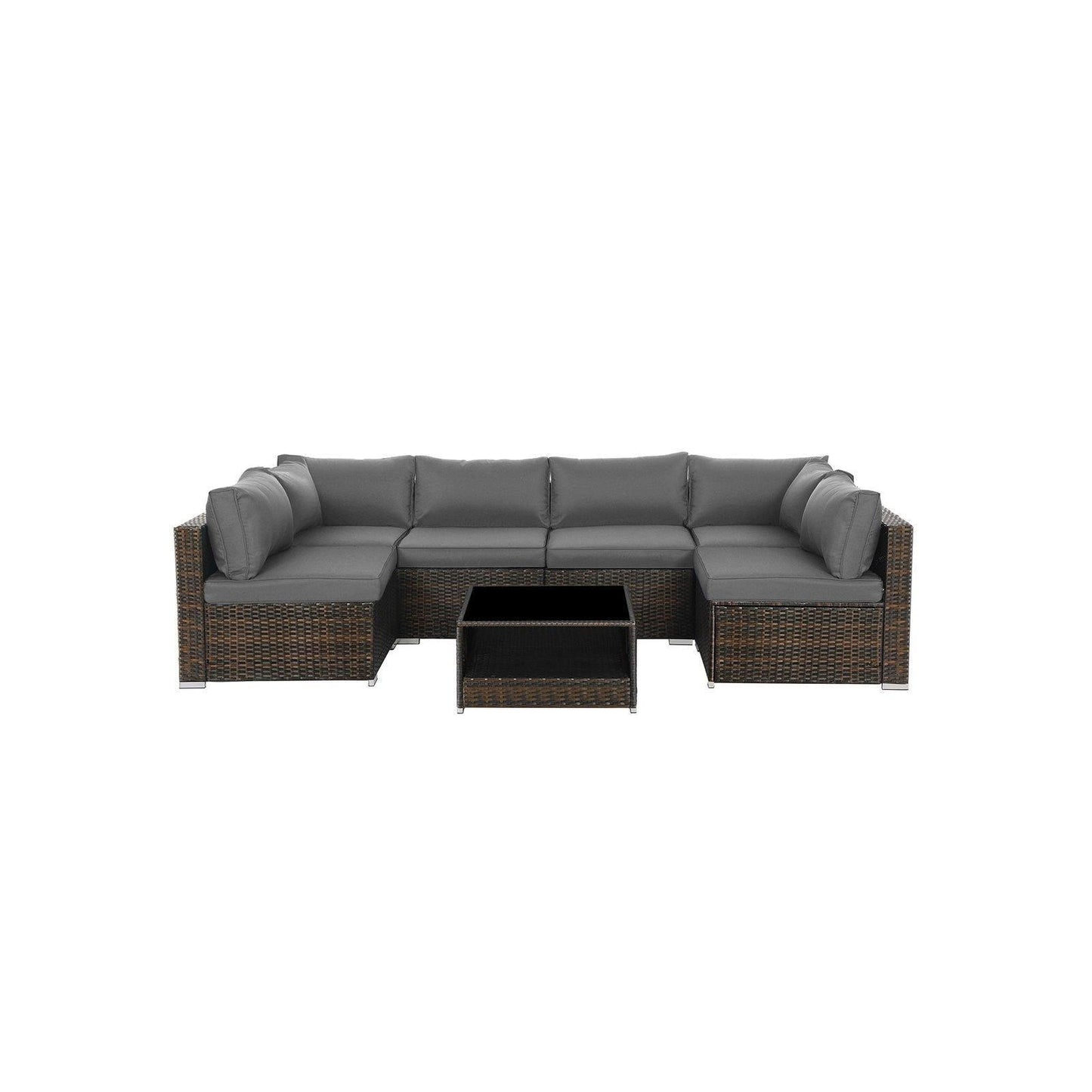 7-Piece Patio Furniture Set Brown and Gray FredCo