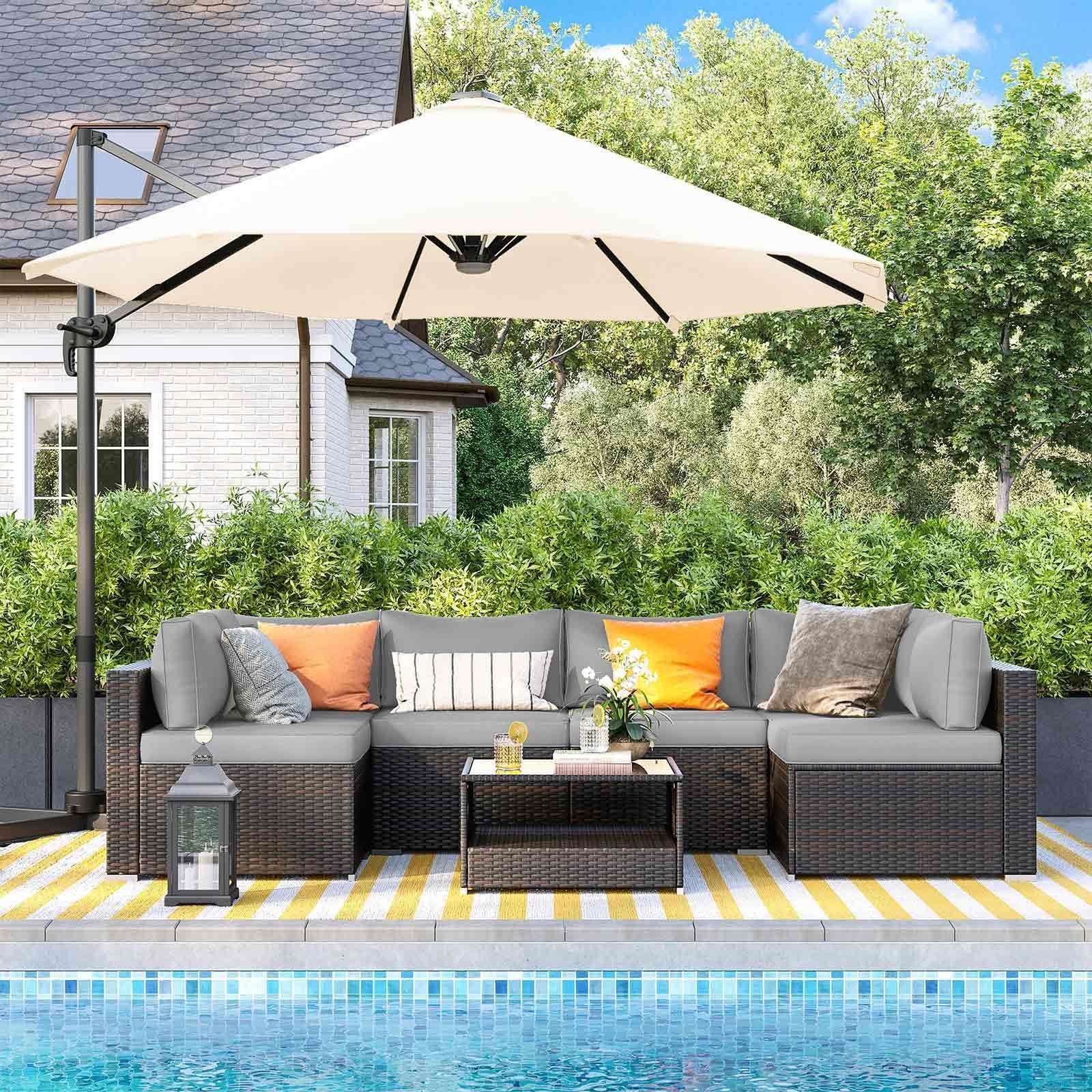 7-Piece Patio Furniture Set Brown and Gray FredCo