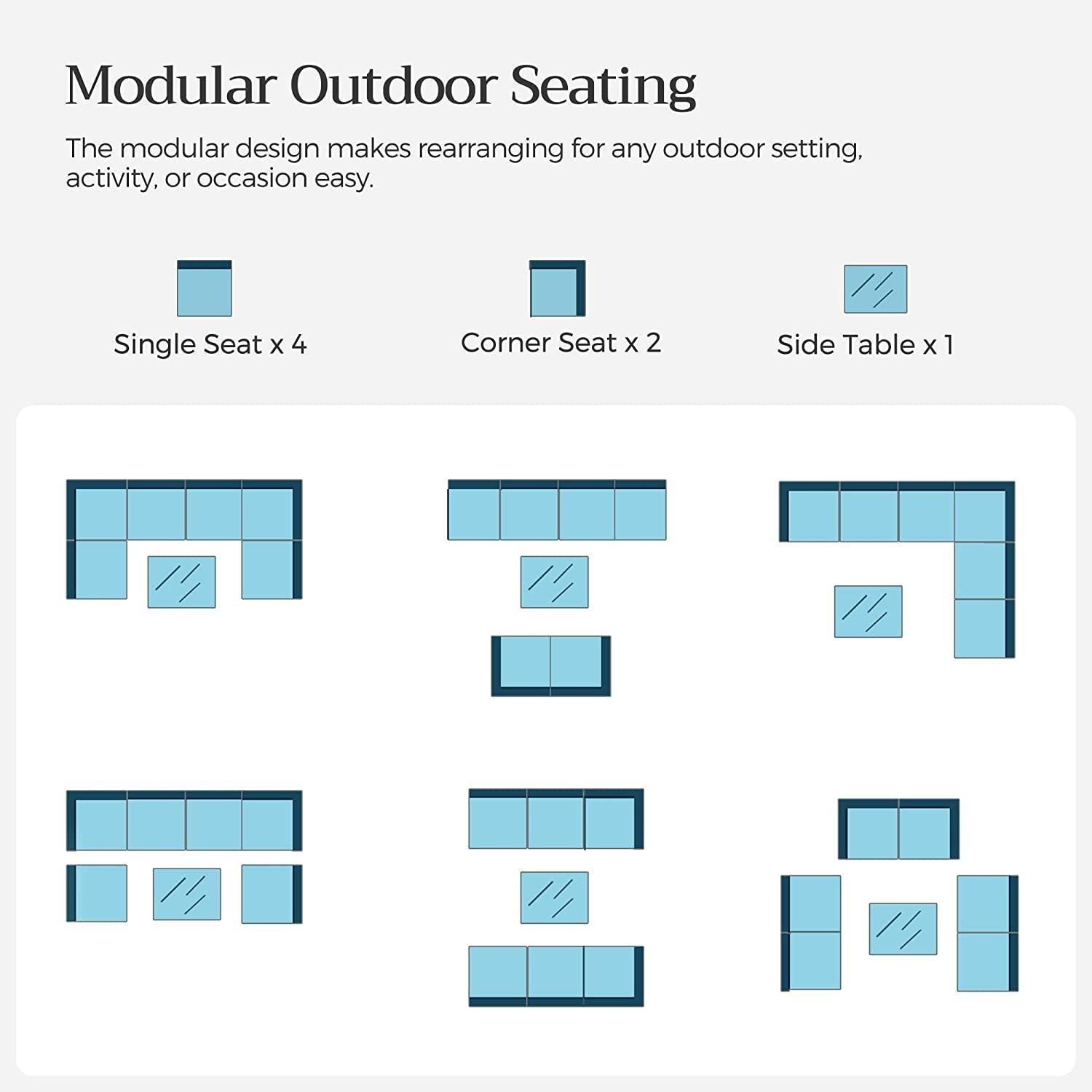 7-Piece Patio Sofa Set Lake Blue FredCo