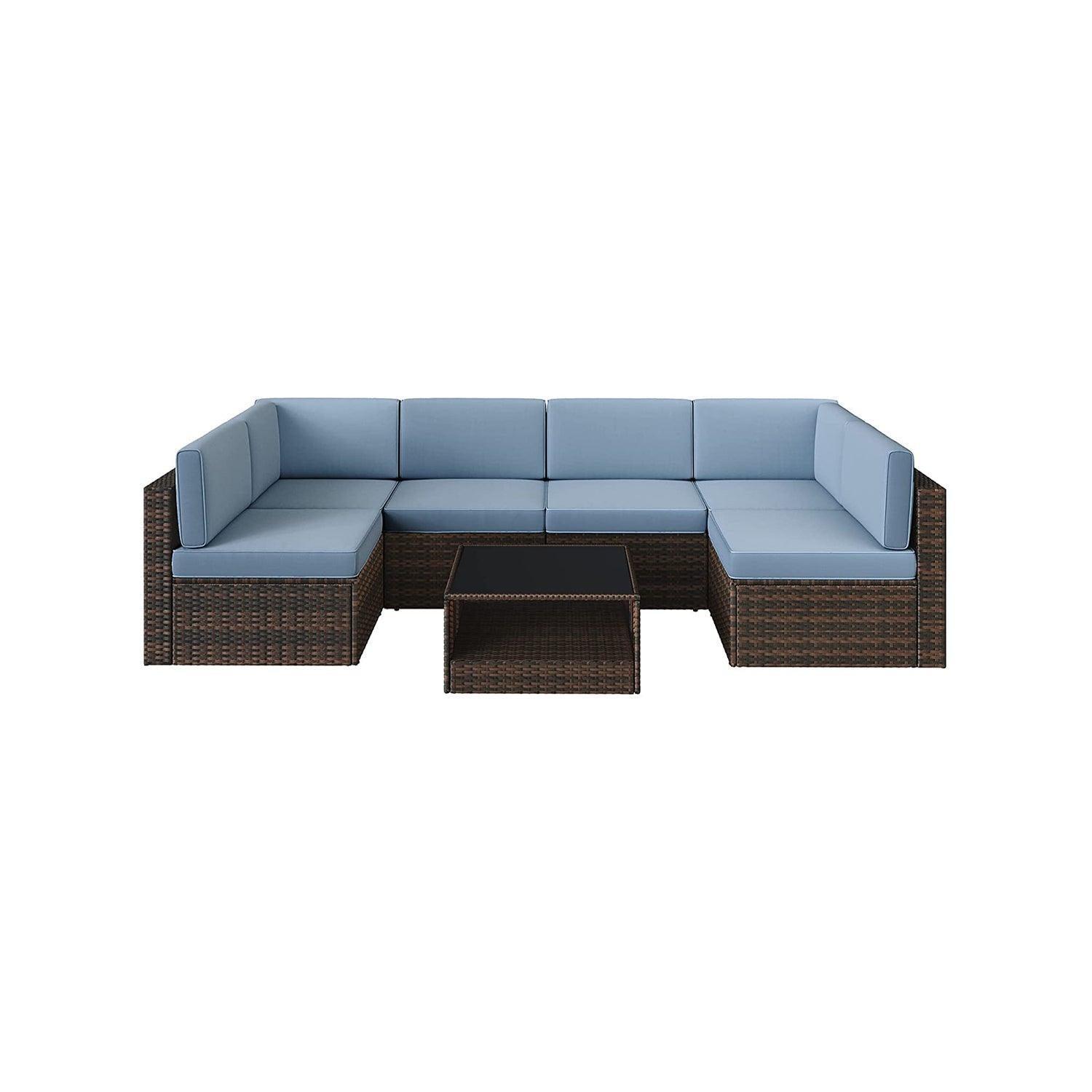 7-Piece Patio Sofa Set Lake Blue FredCo