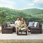 7 Piece Sectional Sofa Set for Patio, Gray FredCo