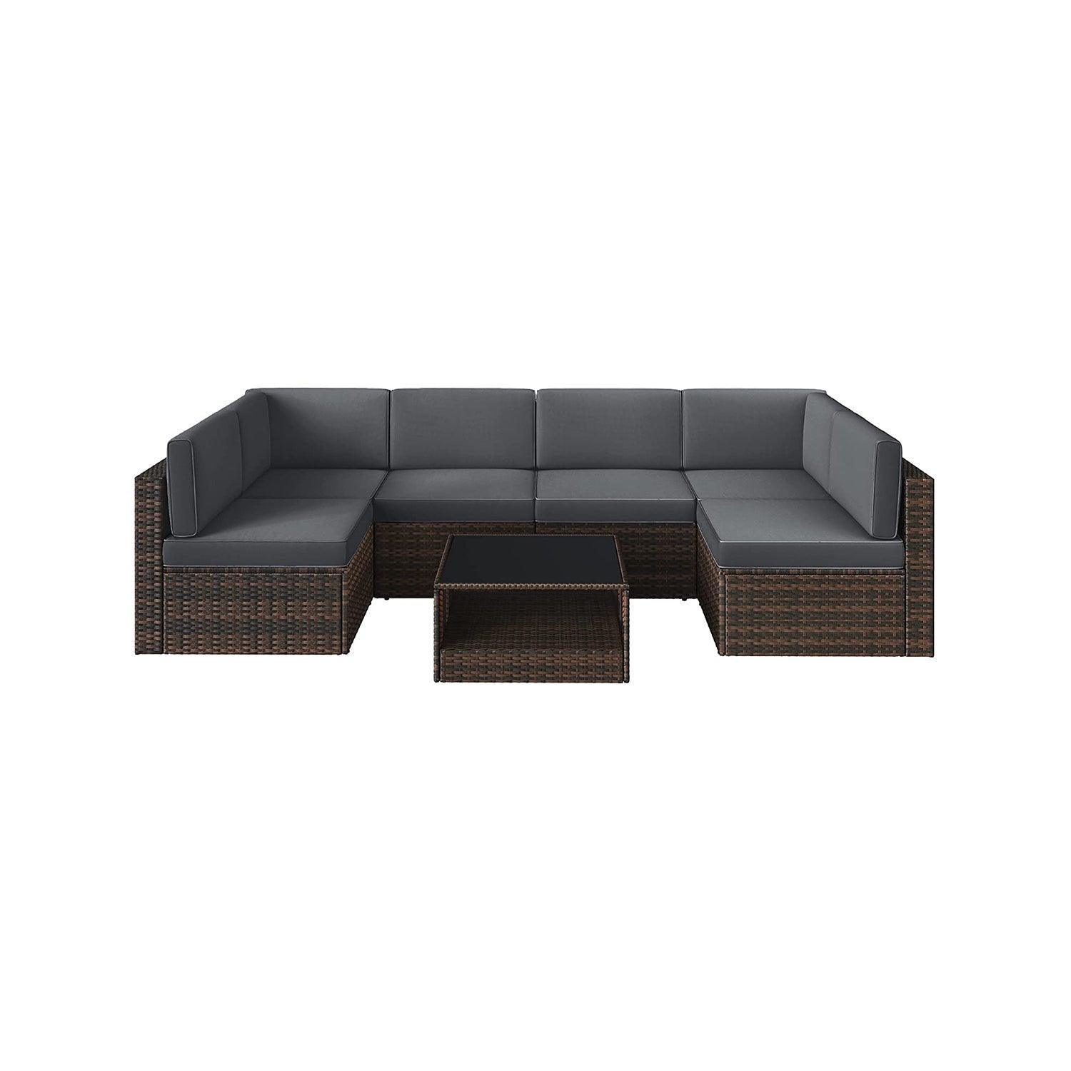 7 Piece Sectional Sofa Set for Patio, Gray FredCo