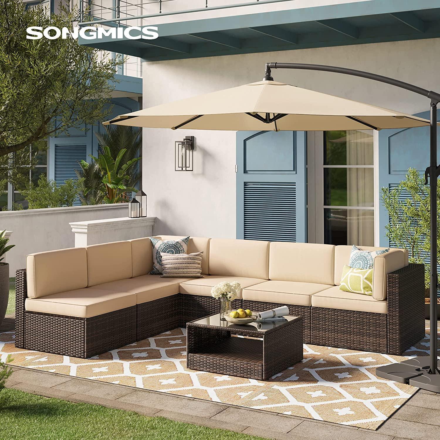 7 Pieces Patio Sofa Set, Brown FredCo